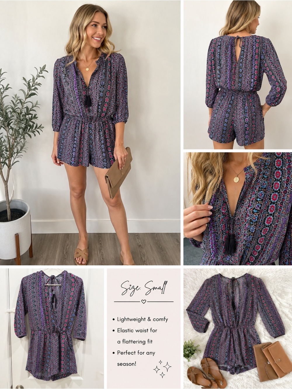 Sanctuary Purple Multi-Color Patterned Mini Dress